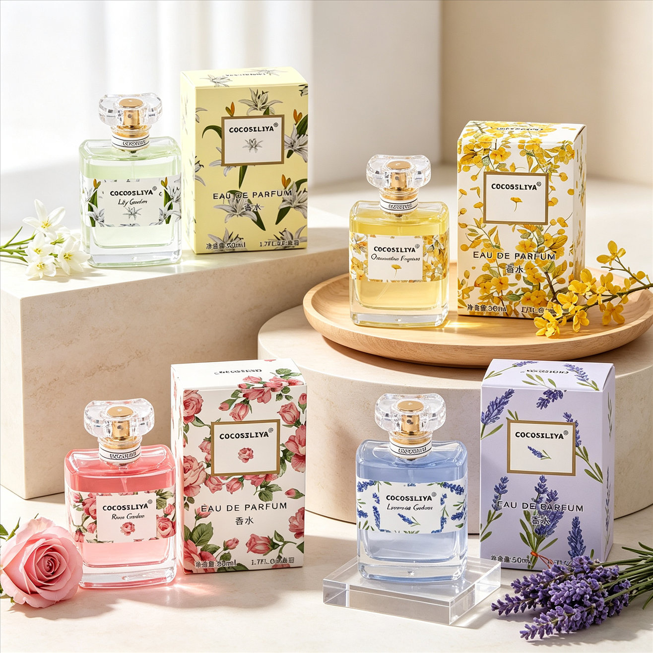 Perfume Fragrance Rose - 코코실리야 여성용 향수, 1.7oz X 2팩,